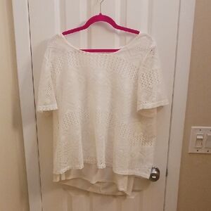 NY Collection Cream Lace Blouse